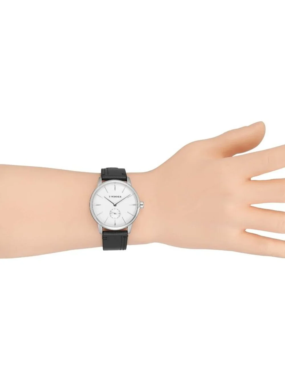 Men's White and Black Analog Sport Style Mechanical Hand-Wind Wrist Watch